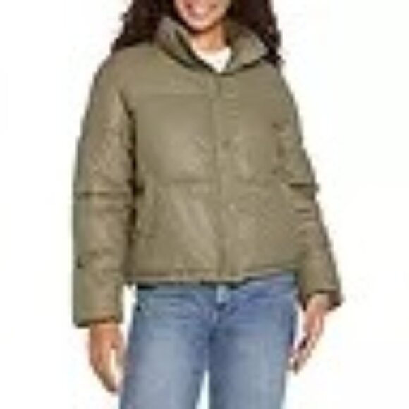 Express $128 Olive Women Puffer Coat Md  NWT - Picture 1 of 8